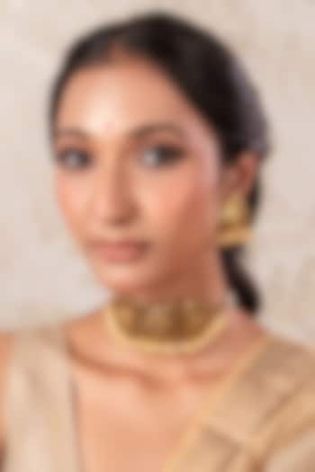 Gold Finish Pearl Choker Necklace Set by ANANA at Pernia's Pop Up Shop