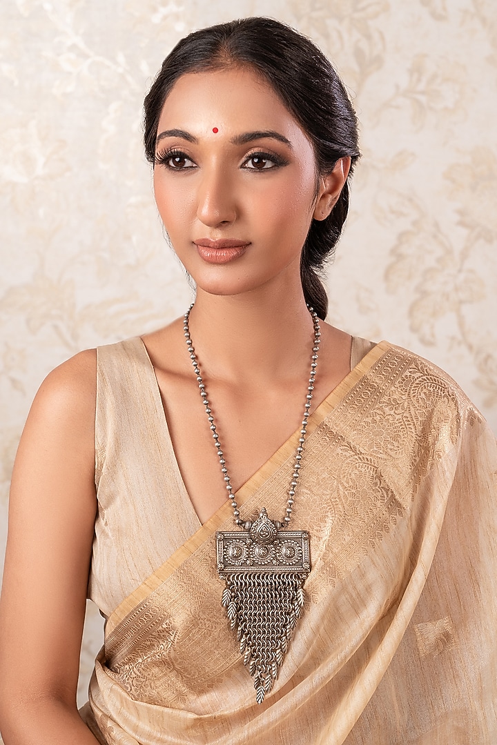 Black Rhodium Finish Long Necklace by ANANA at Pernia's Pop Up Shop