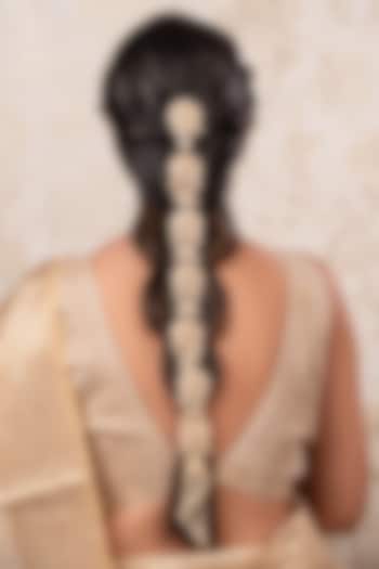 Gold Finish Kundan & Pearl Handcrafted Hair Braided Choti by ANANA at Pernia's Pop Up Shop