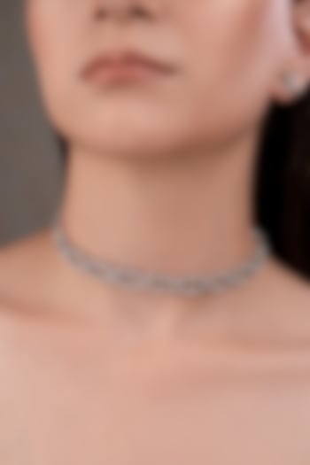 White Finish Zircon Choker Necklace Set by ANANA at Pernia's Pop Up Shop