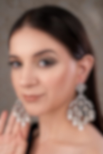 White Finish Zircon Dangler Earrings by ANANA at Pernia's Pop Up Shop