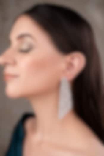 White Finish Zircon Dangler Earrings by ANANA at Pernia's Pop Up Shop