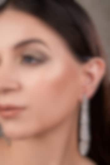 White Finish Zircon Dangler Earrings by ANANA at Pernia's Pop Up Shop