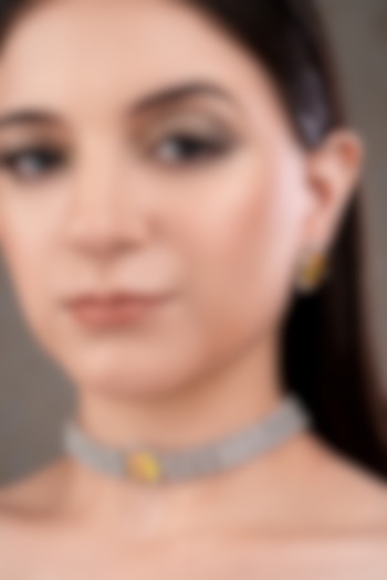 White Finish Zircon & Yellow Stone Choker Necklace Set by ANANA at Pernia's Pop Up Shop