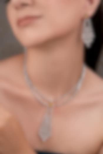 White Finish Zircon & Yellow Stone Necklace Set by ANANA at Pernia's Pop Up Shop