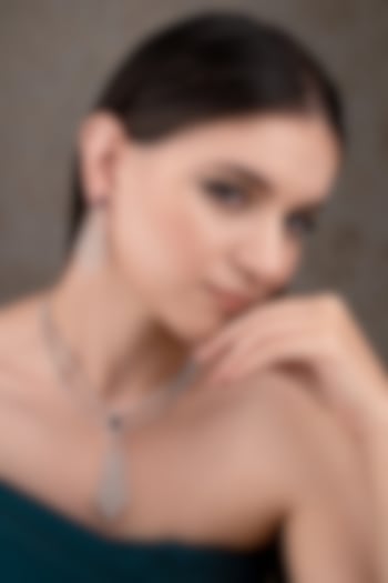 White Finish Zircon & Blue Stone Necklace Set by ANANA at Pernia's Pop Up Shop