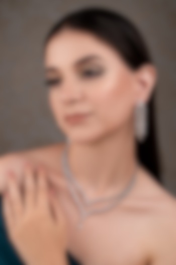 White Finish Zircon Necklace Set by ANANA at Pernia's Pop Up Shop