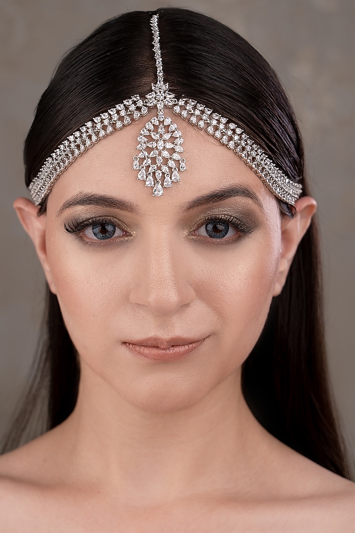 White Finish Zircon Mathapatti by ANANA at Pernia's Pop Up Shop