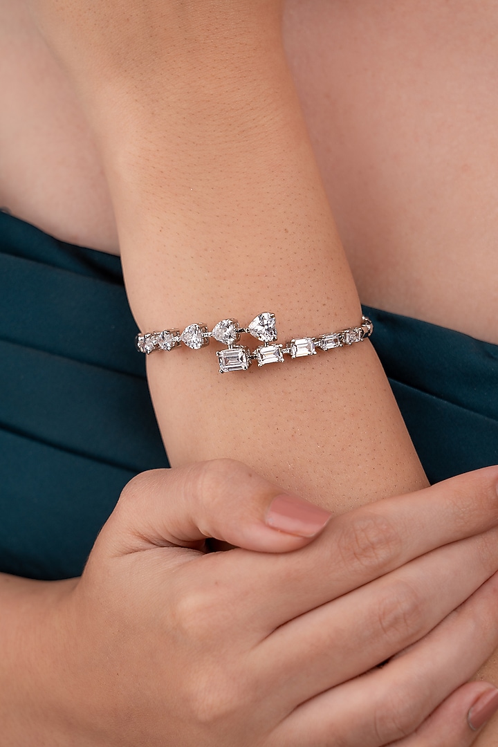 White Finish Zircon Bracelet by ANANA at Pernia's Pop Up Shop