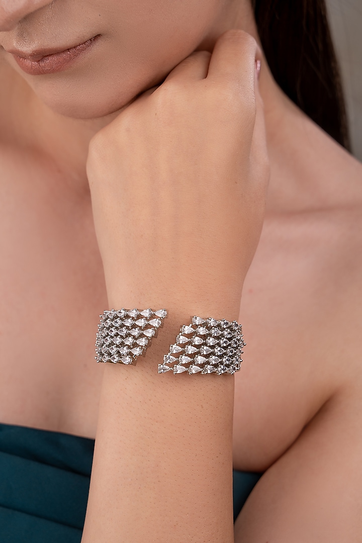 White Finish Zircon Bracelet by ANANA at Pernia's Pop Up Shop