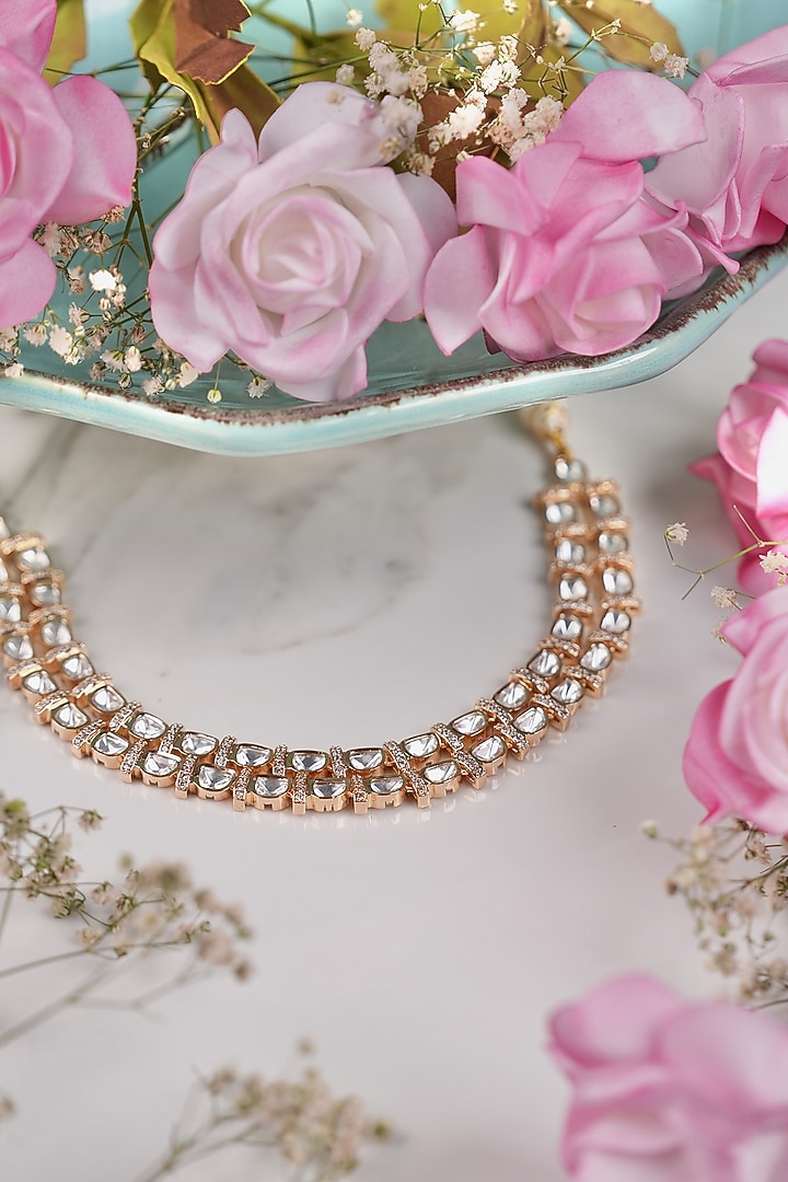 Rose Gold Finish Zircon Choker Necklace Set by ANANA at Pernia's Pop Up Shop