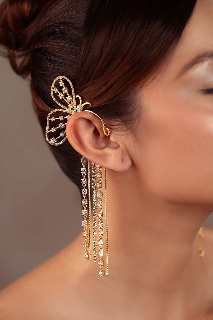 Gold Finish Zircon Butterfly Earcuff by ANANA at Pernia's Pop Up Shop