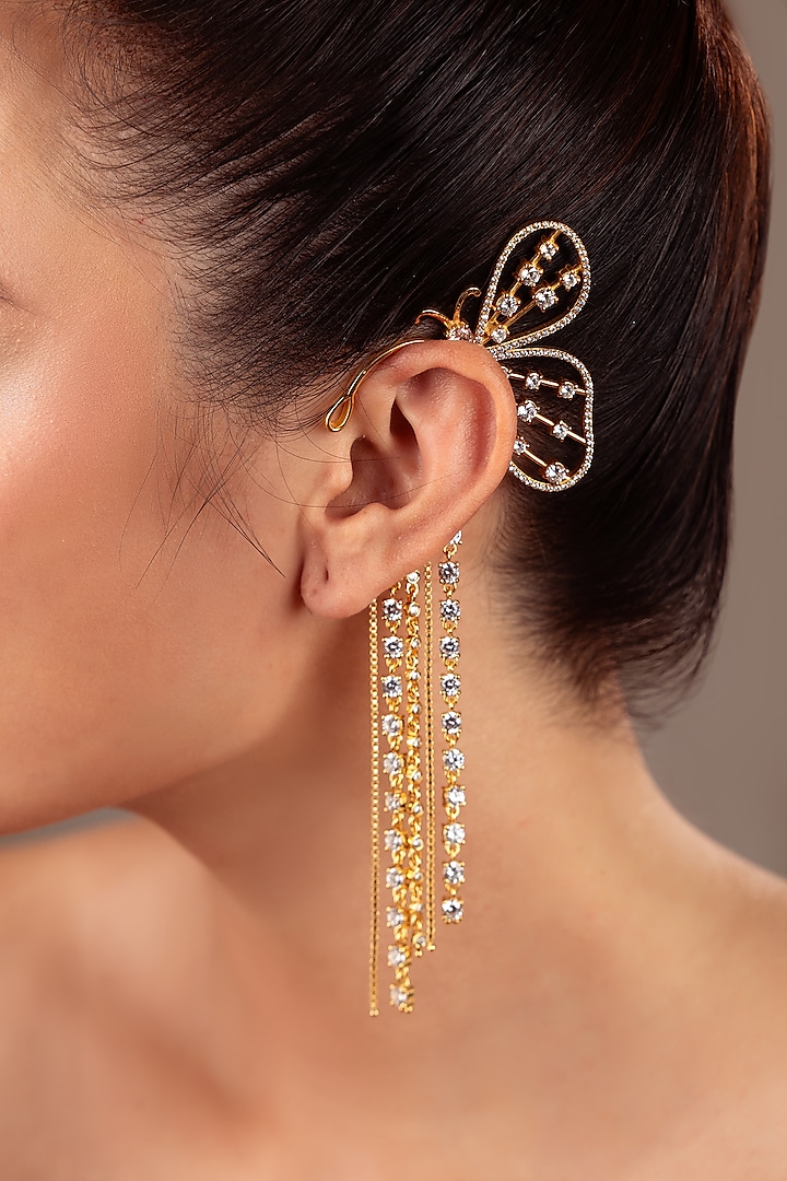 Gold Finish Zircon Butterfly Earcuff by ANANA at Pernia's Pop Up Shop