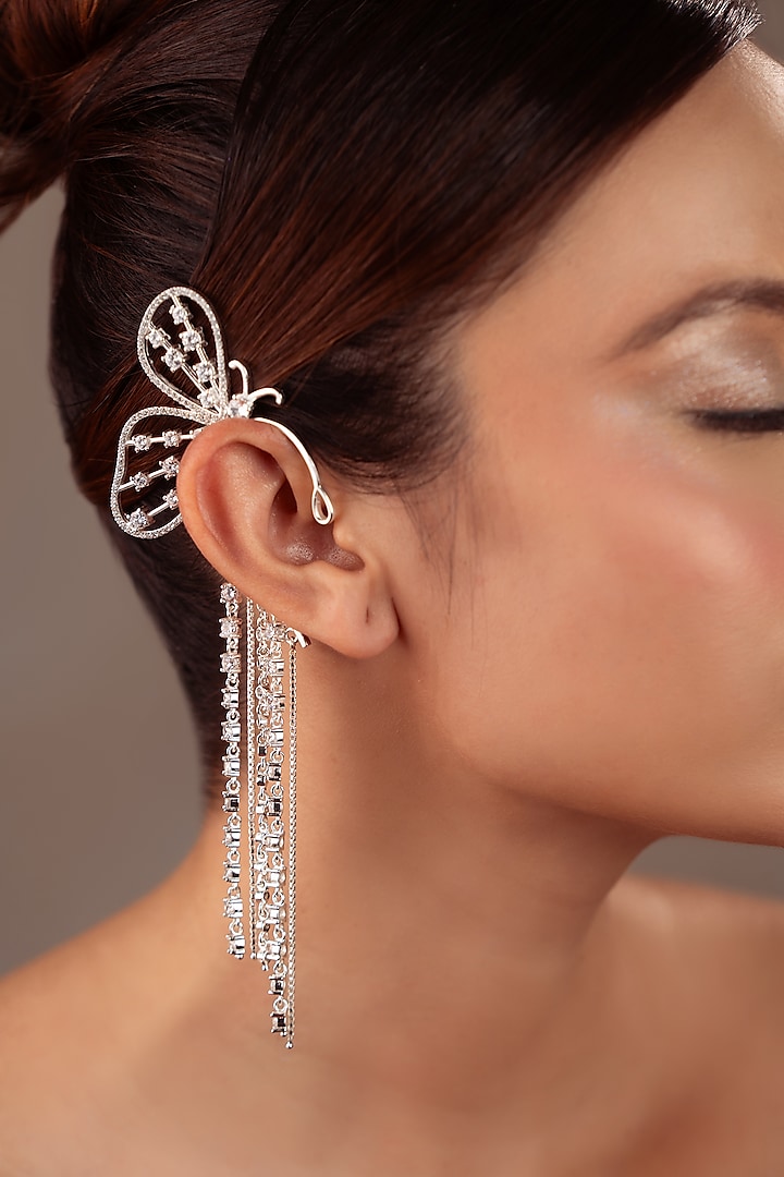 White Finish Zircon Butterfly Earcuff by ANANA at Pernia's Pop Up Shop