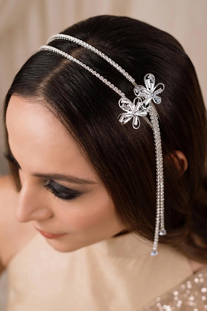 White Finish Zircon Hairband by ANANA at Pernia's Pop Up Shop