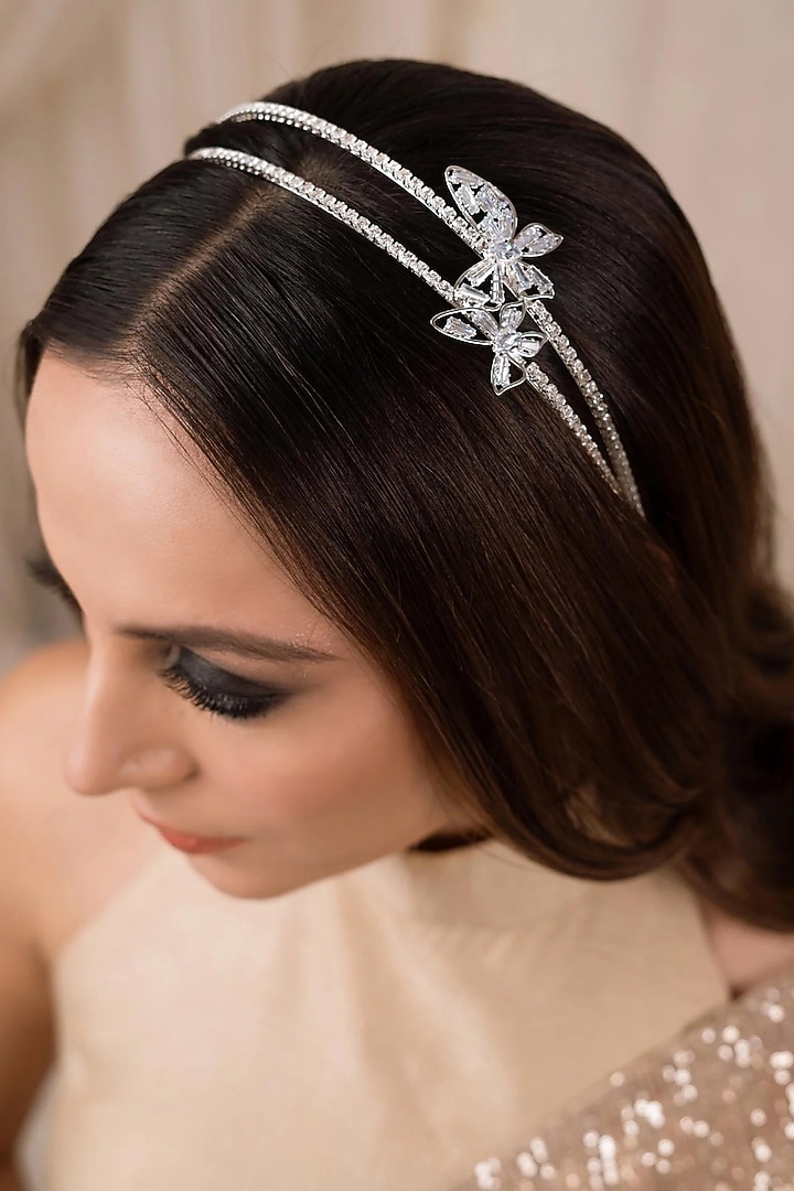 White Finish Zircon Hairband by ANANA at Pernia's Pop Up Shop