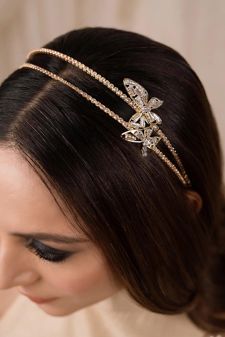 Gold Finish Zircon Hairband by ANANA at Pernia's Pop Up Shop