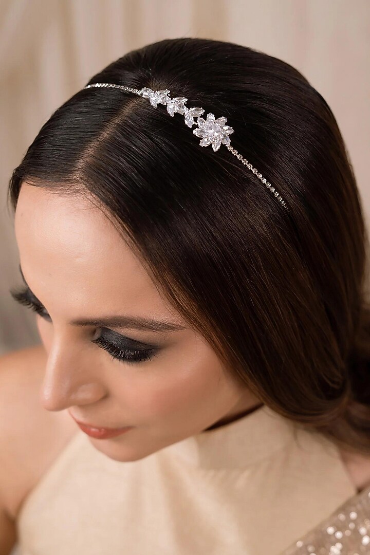 White Finish Zircon Hairband by ANANA at Pernia's Pop Up Shop
