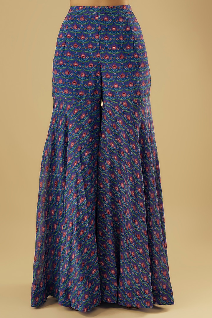 Blue Chinon Wedding Sharara Set by Aneesh Agarwaal PRET at Pernia's Pop Up Shop