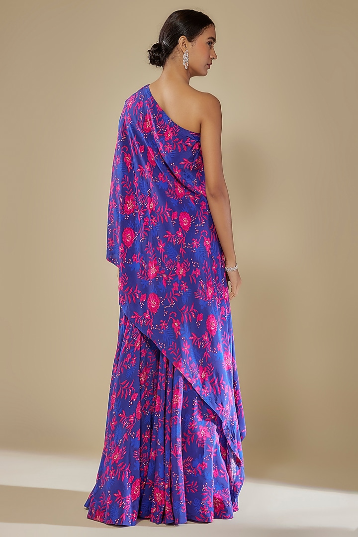 Blue Crepe Wedding Sharara Set by Aneesh Agarwaal PRET at Pernia's Pop Up Shop