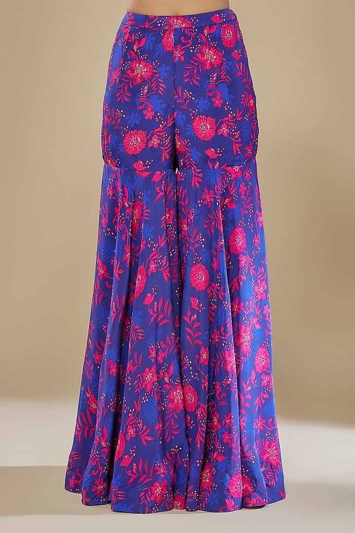 Blue Crepe Wedding Sharara Set by Aneesh Agarwaal PRET at Pernia's Pop Up Shop