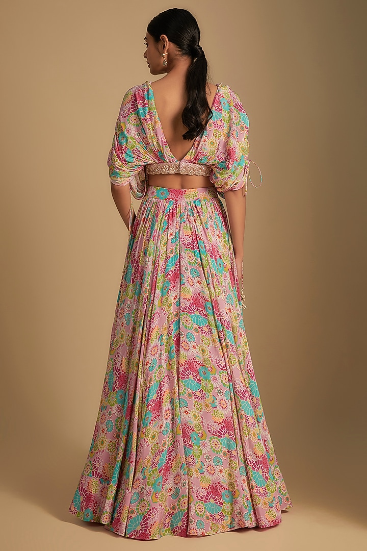 Pink Crepe Skirt Set by Aneesh Agarwaal PRET at Pernia's Pop Up Shop