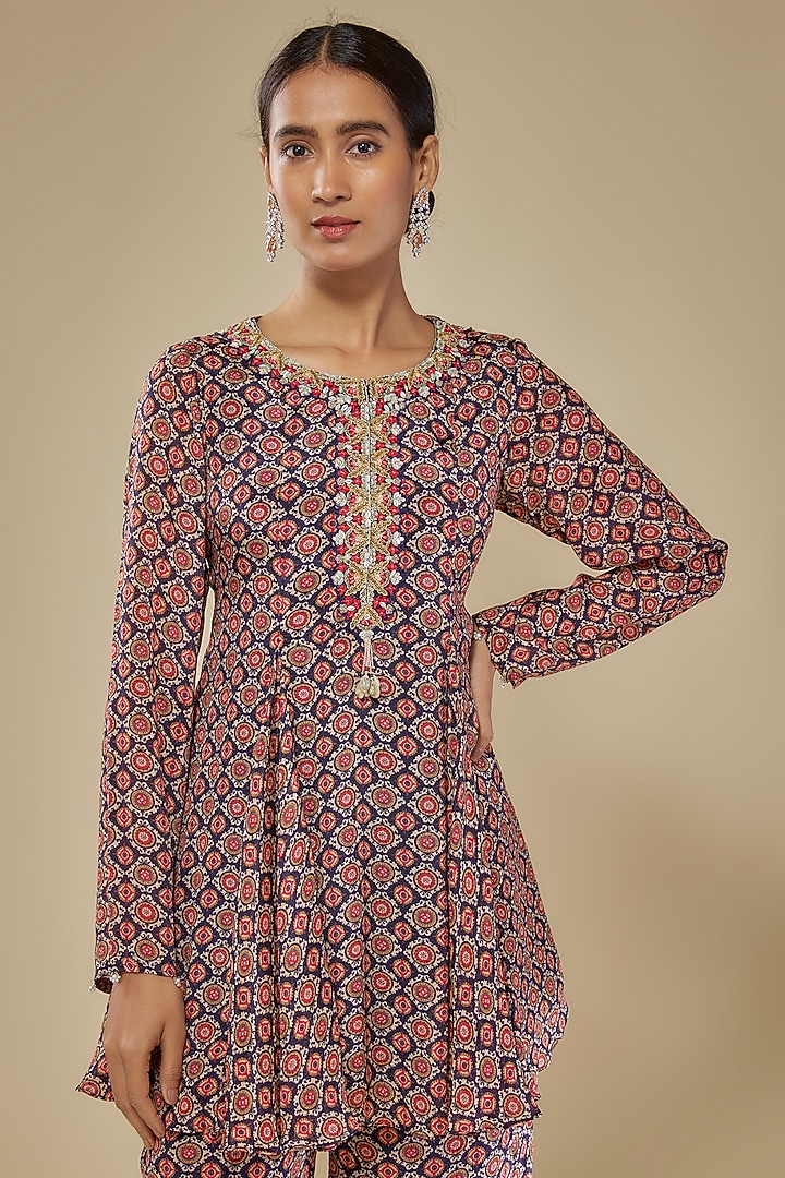 Navy Chinon Co-Ord Set by Aneesh Agarwaal PRET at Pernia's Pop Up Shop