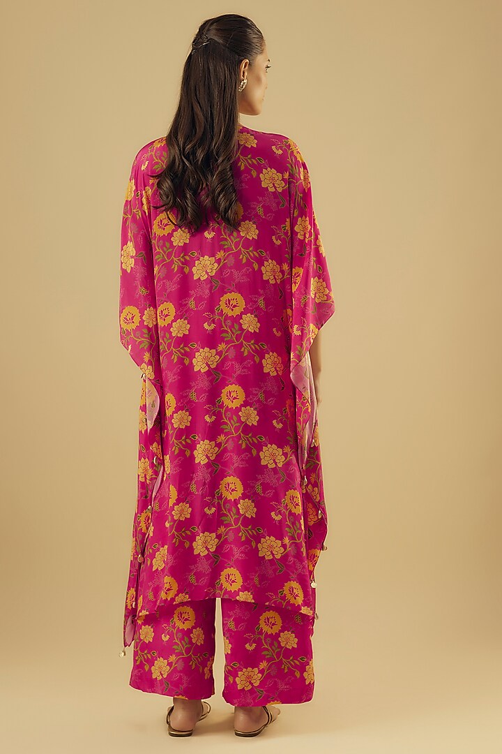 Rani Pink Crepe Kaftan Set by Aneesh Agarwaal PRET at Pernia's Pop Up Shop