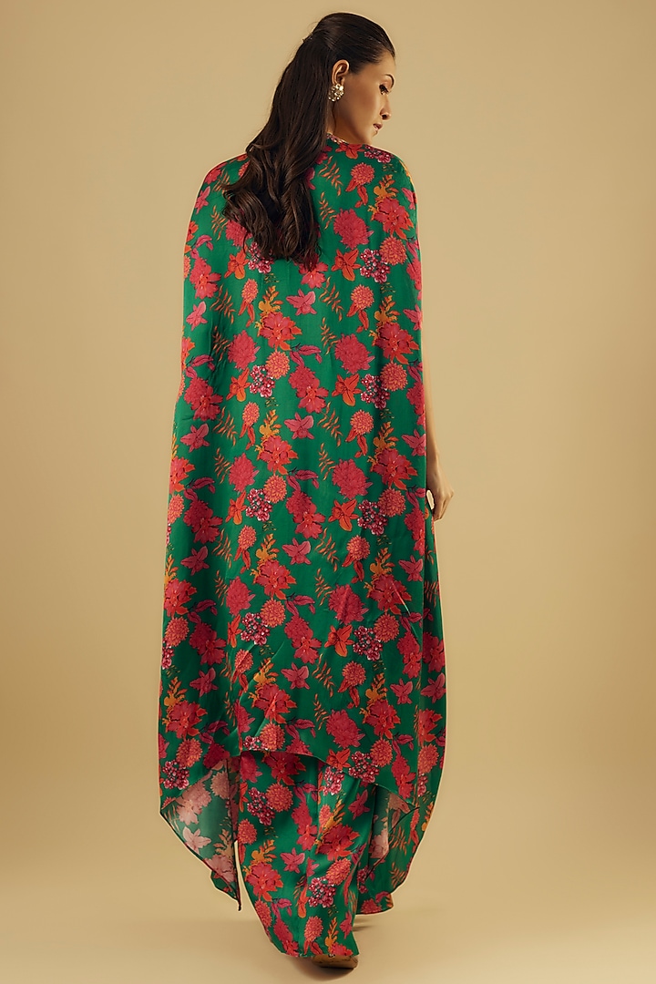 Emerald Modal Satin Skirt Set by Aneesh Agarwaal PRET at Pernia's Pop Up Shop