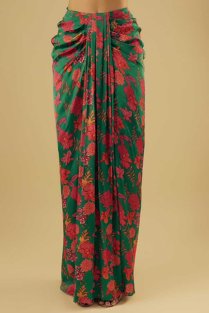 Emerald Modal Satin Skirt Set by Aneesh Agarwaal PRET at Pernia's Pop Up Shop