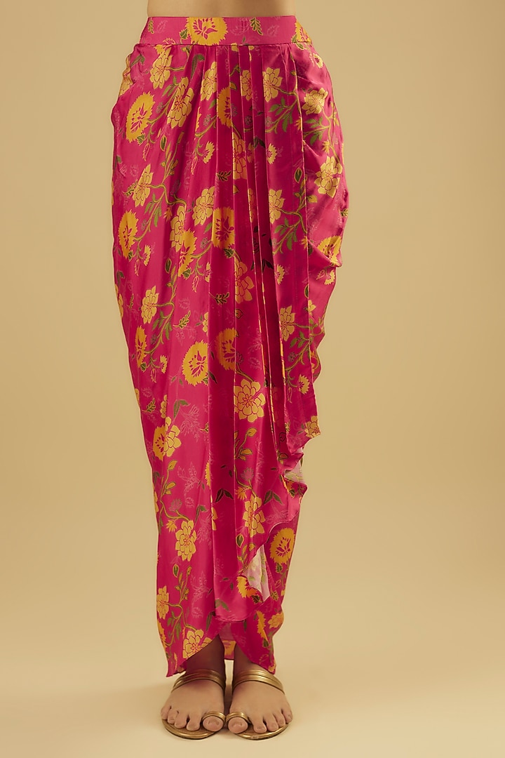 Rani Pink Modal Satin Kurta Set by Aneesh Agarwaal PRET at Pernia's Pop Up Shop