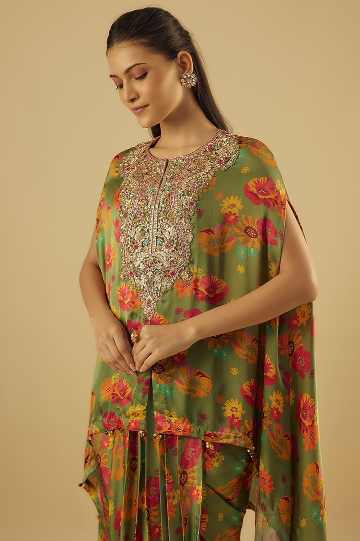 Green Modal Satin Kurta Set by Aneesh Agarwaal PRET at Pernia's Pop Up Shop