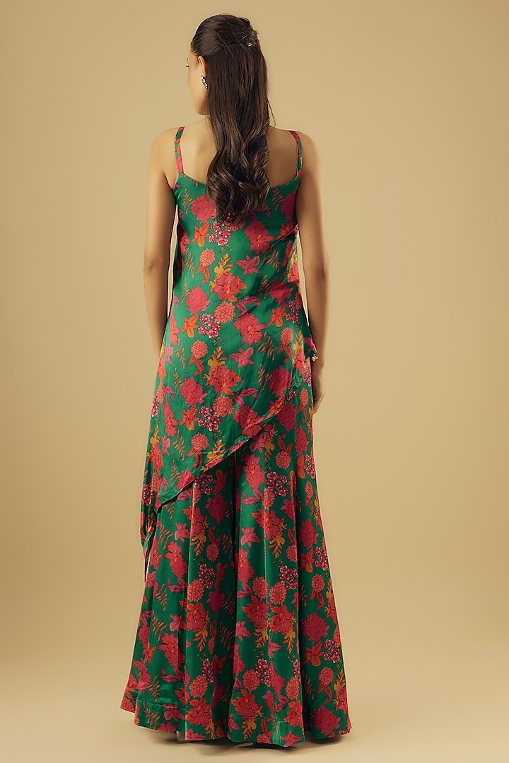 Emerald Green Modal Satin Wedding Sharara Set by Aneesh Agarwaal PRET at Pernia's Pop Up Shop