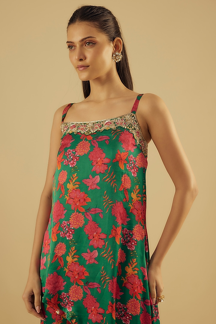 Emerald Green Modal Satin Wedding Sharara Set by Aneesh Agarwaal PRET at Pernia's Pop Up Shop