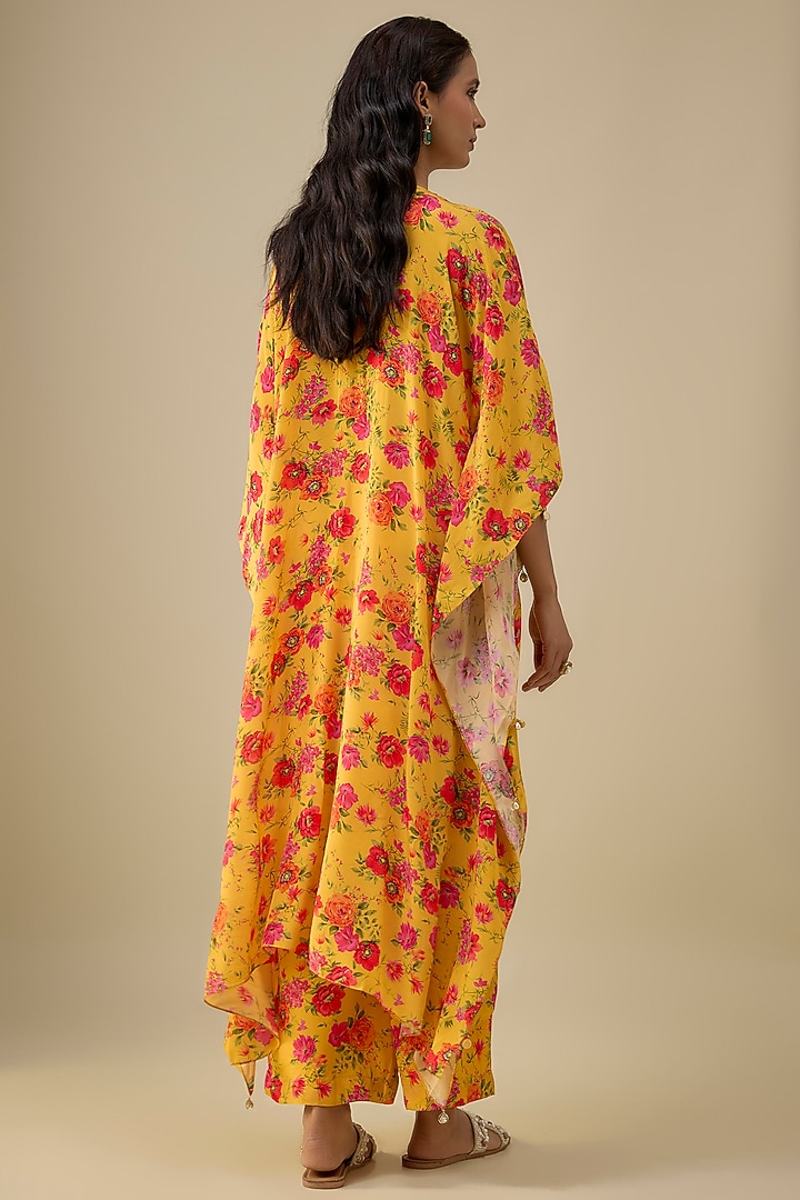 Yellow Crepe Kaftan Set by Aneesh Agarwaal PRET at Pernia's Pop Up Shop