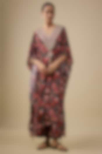 Black Crepe Kaftan Set by Aneesh Agarwaal PRET at Pernia's Pop Up Shop