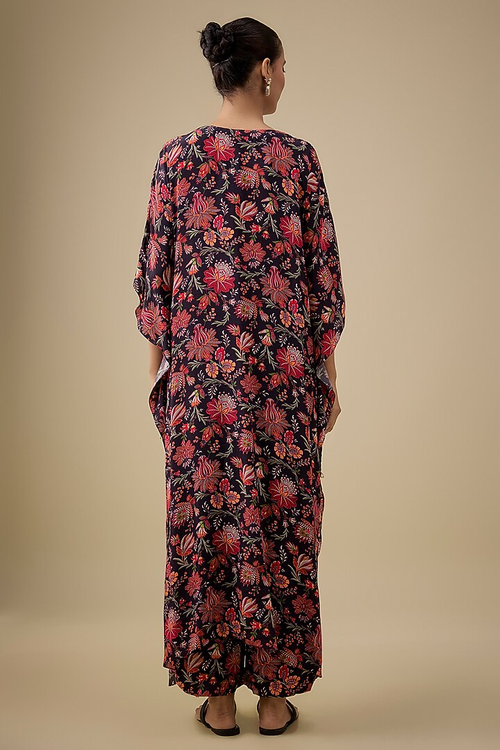 Black Crepe Kaftan Set by Aneesh Agarwaal PRET at Pernia's Pop Up Shop