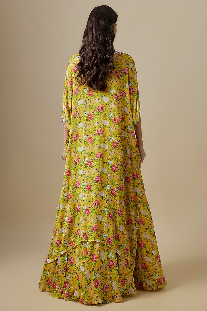 Lemon Yellow Chinon Chiffon Wedding Lehenga Set by Aneesh Agarwaal PRET at Pernia's Pop Up Shop