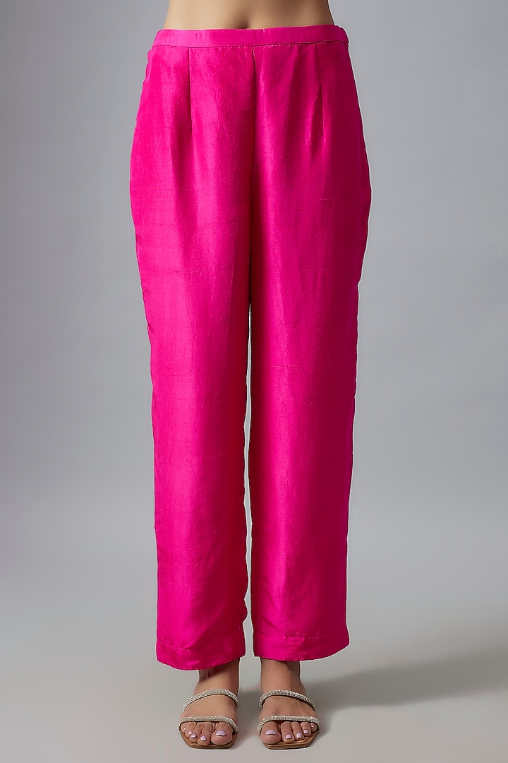 Rani Pink Silk Kaftan Set by Aneesh Agarwaal PRET at Pernia's Pop Up Shop