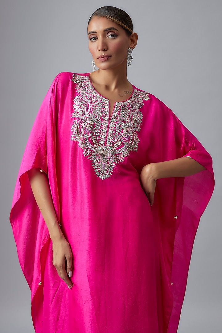 Rani Pink Silk Kaftan Set by Aneesh Agarwaal PRET at Pernia's Pop Up Shop