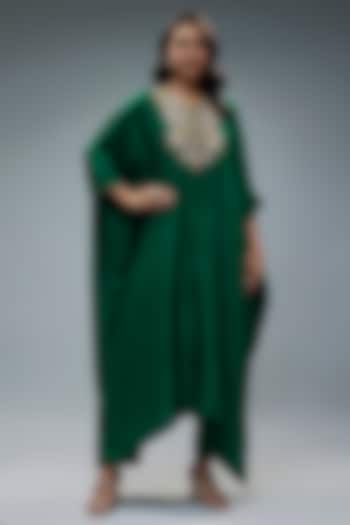 Green Silk Kaftan Set by Aneesh Agarwaal PRET at Pernia's Pop Up Shop