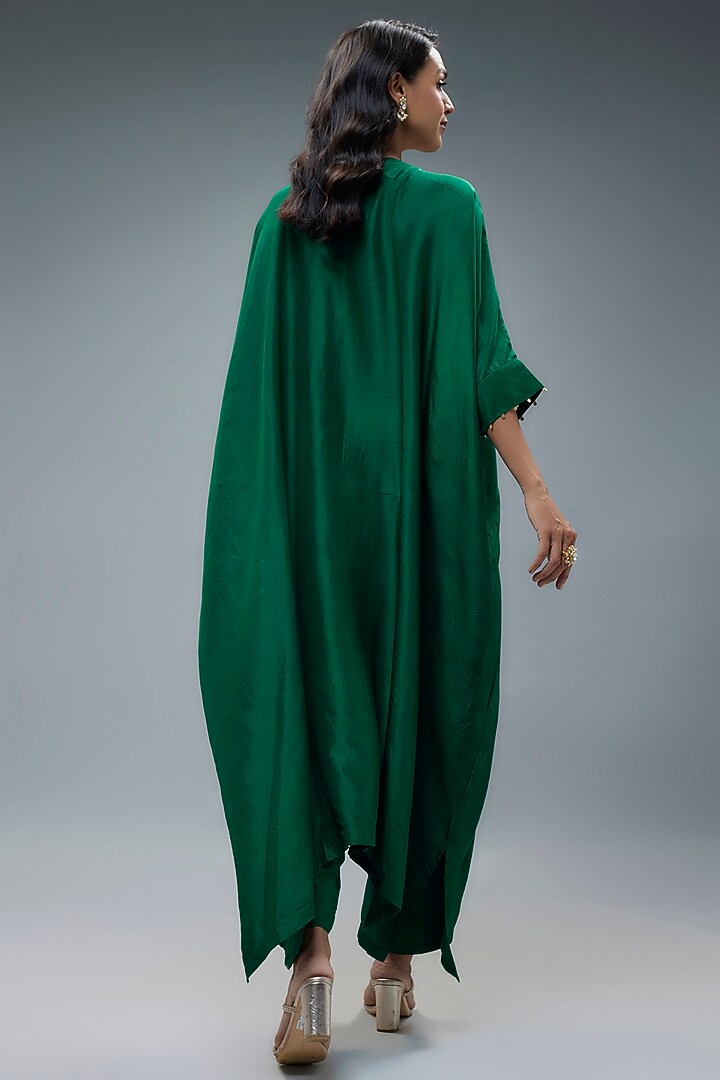 Green Silk Kaftan Set by Aneesh Agarwaal PRET at Pernia's Pop Up Shop