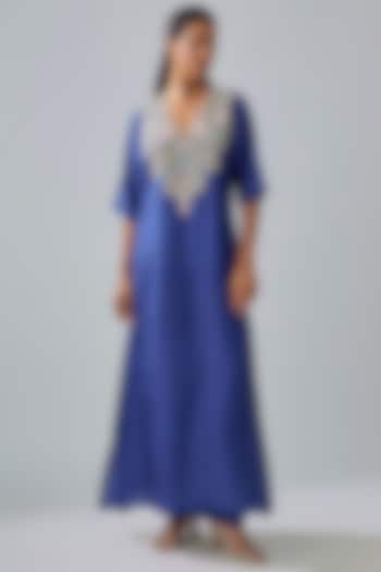 Purple Silk Kaftan Set by Aneesh Agarwaal PRET at Pernia's Pop Up Shop