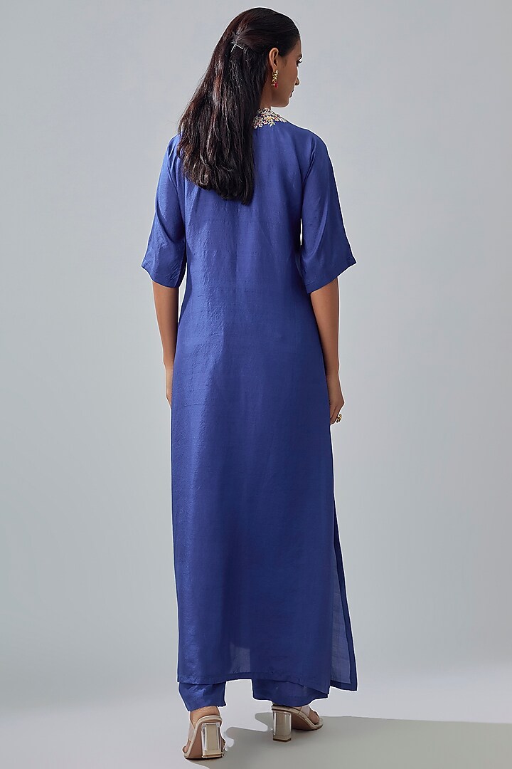 Purple Silk Kaftan Set by Aneesh Agarwaal PRET at Pernia's Pop Up Shop