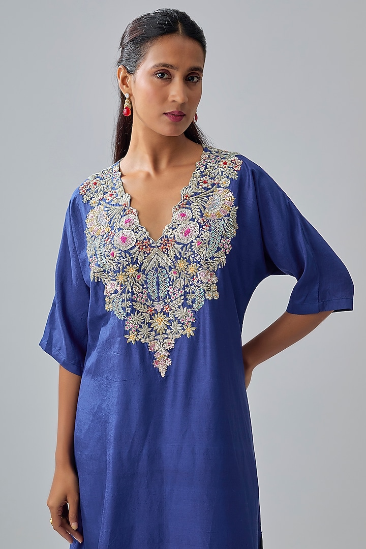 Purple Silk Kaftan Set by Aneesh Agarwaal PRET at Pernia's Pop Up Shop