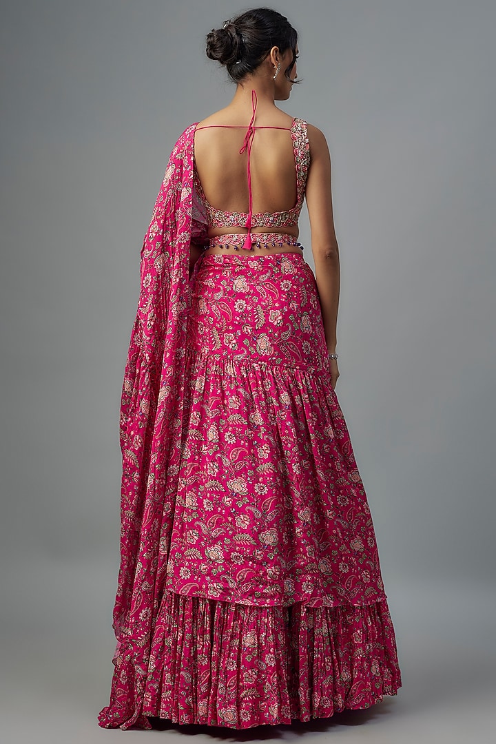 Rani Chiffon Pre-Stitched Wedding Saree Set by Aneesh Agarwaal PRET at Pernia's Pop Up Shop