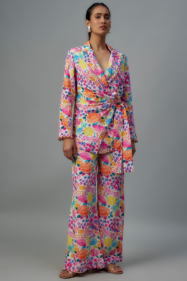 Multi-Colored Crepe Blazer Set by Aneesh Agarwaal PRET at Pernia's Pop Up Shop