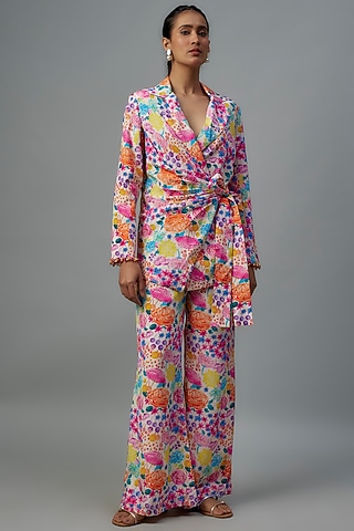 Multi-Colored Crepe Blazer Set by Aneesh Agarwaal PRET