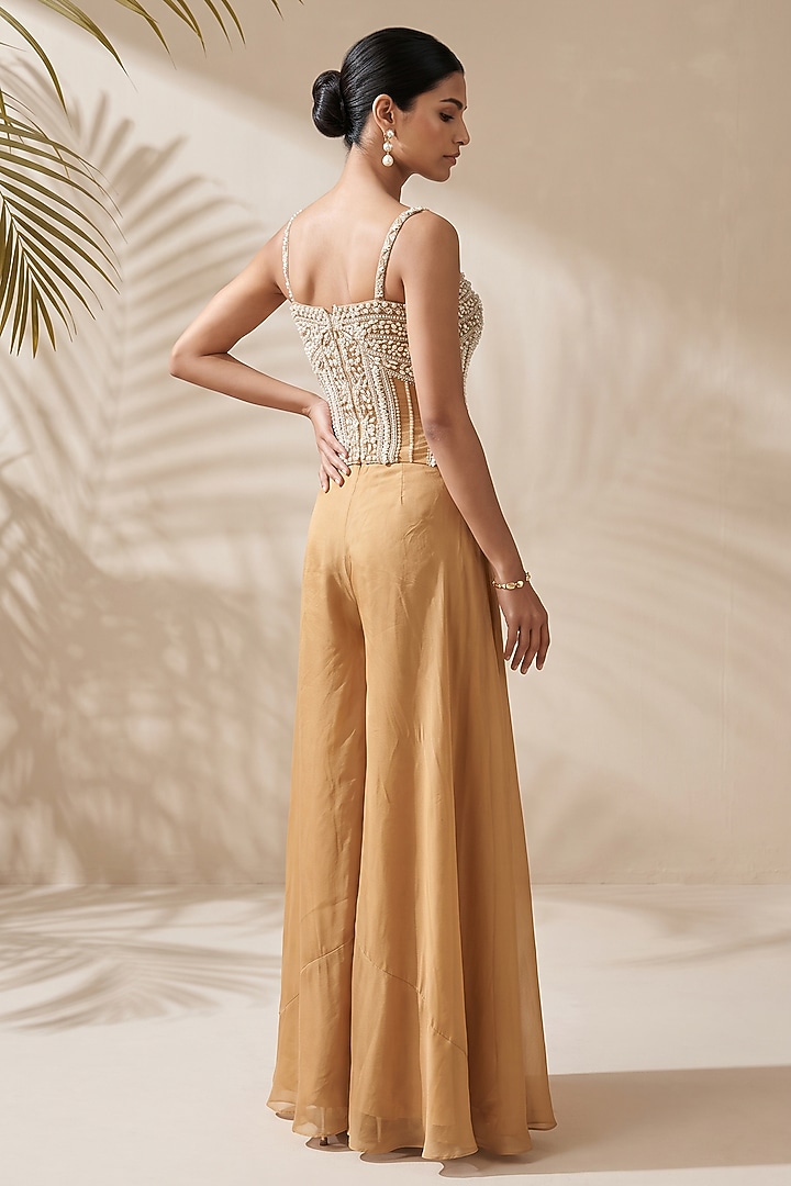 Gold Organza Palazzo Set by Aneesh Agarwaal PRET at Pernia's Pop Up Shop
