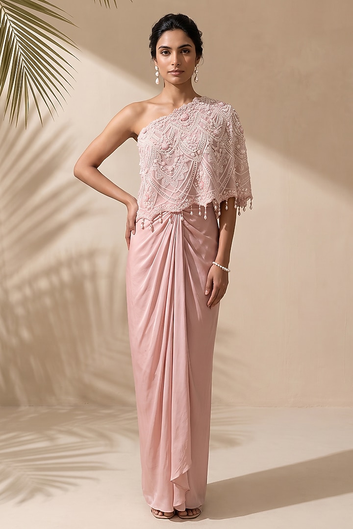 Pink Satin Skirt Set by Aneesh Agarwaal PRET at Pernia's Pop Up Shop